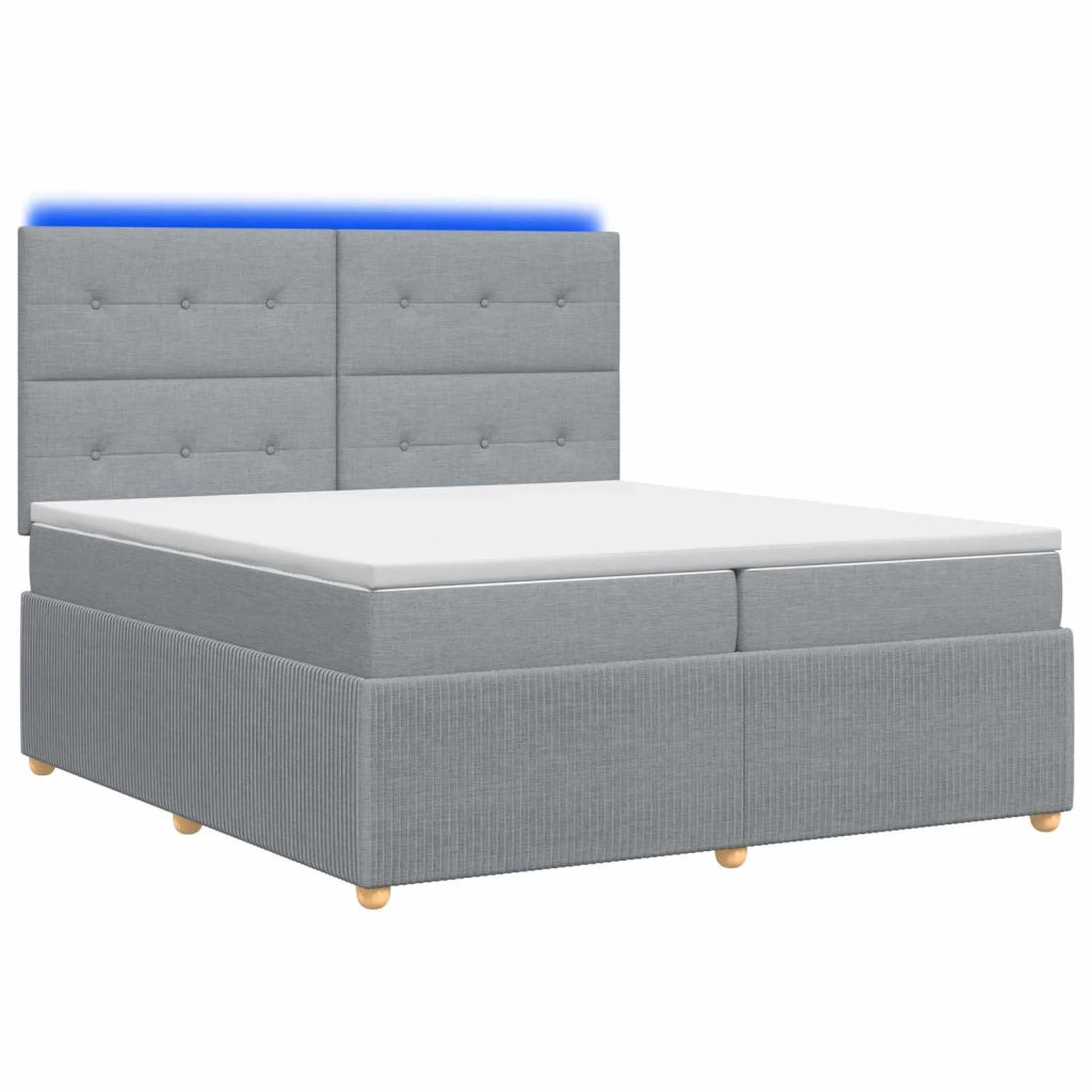 Letto Box Spring LED con Materasso Grigio Chiaro 200 x 200 cm 3455937