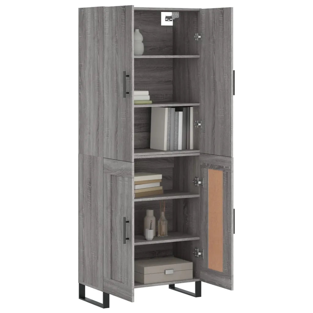 Credenza Grigio Sonoma 69,5x34x180 cm in Legno Multistrato 3195817