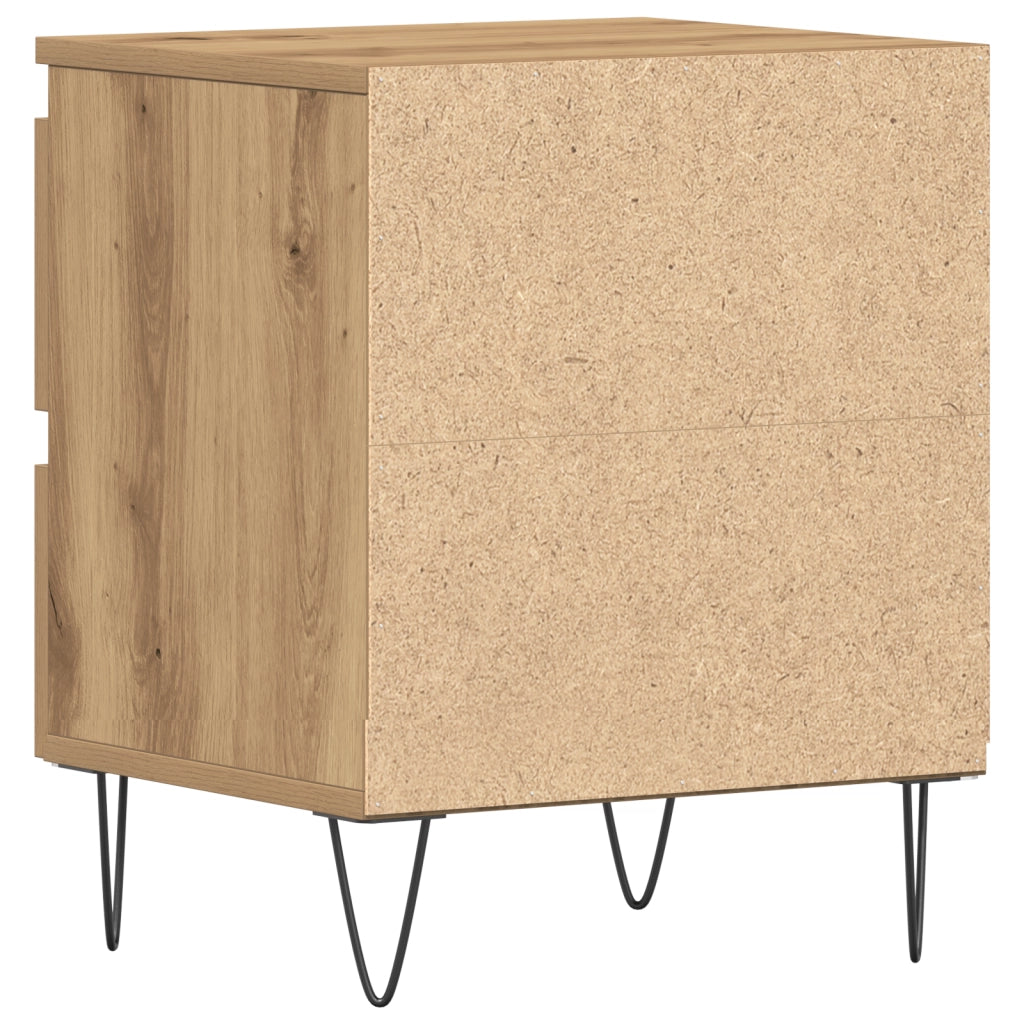 Comodini 2 pcs Rovere Artigianale 40x35x50 cm Legno Ingegnerizzato