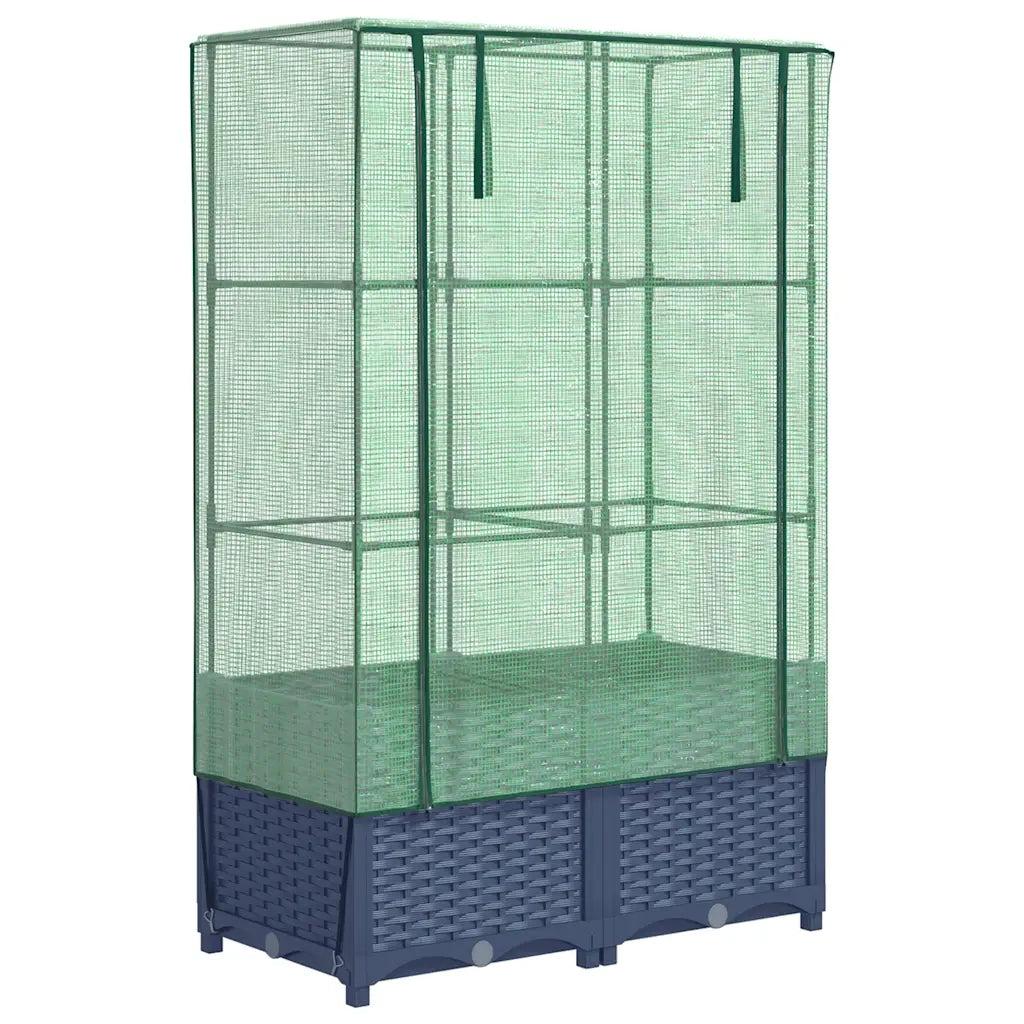 Fioriere | Cassetta per fiori | Letto Rialzato con Copertura Serra Effetto Rattan 80x40x138 cm