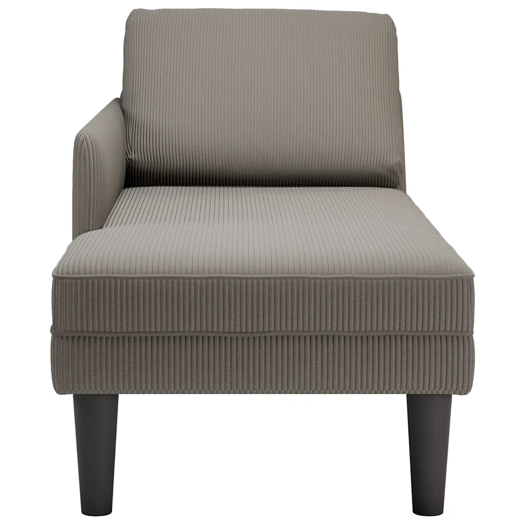 Sdraio con Cuscino Destro in Velluto a Coste Grigio Chiaro 4009815