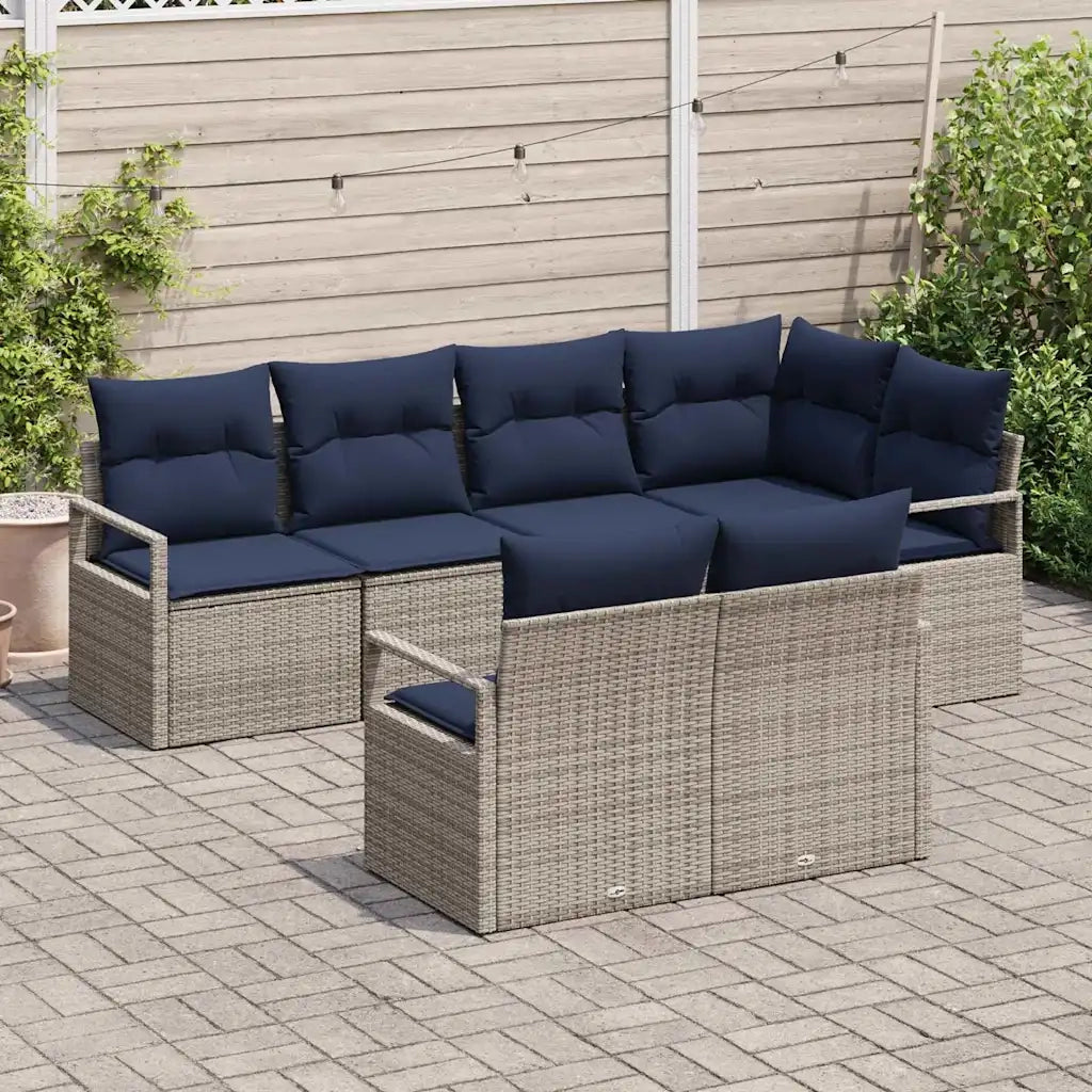 Set di divani 7 pcs Grigio polyrattan