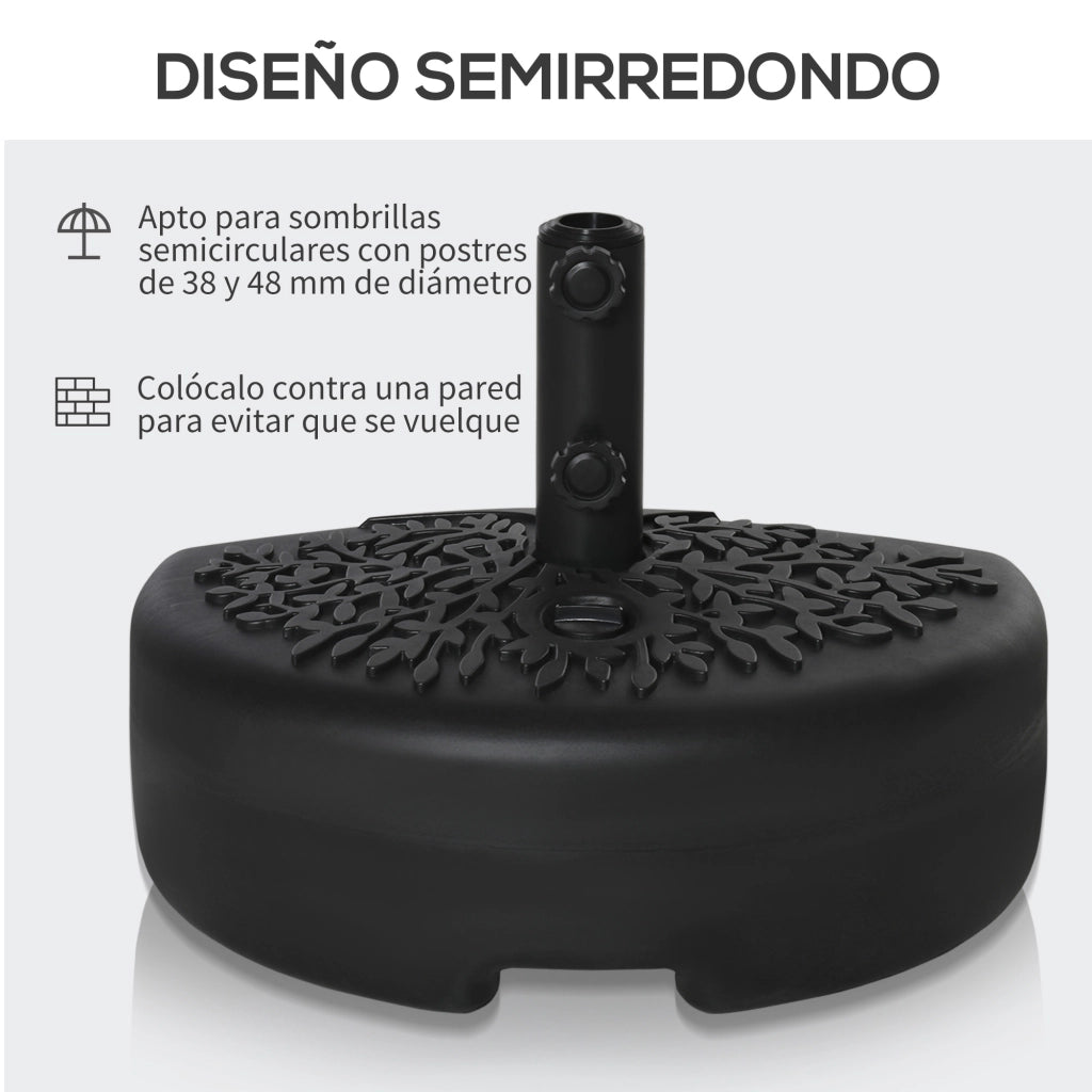 Supporto Parasol Semicircolare ?38/48 mm ¨C zephmum ¨C Riempi con Sabbia 21 kg o Acqua 18 kg, Nero