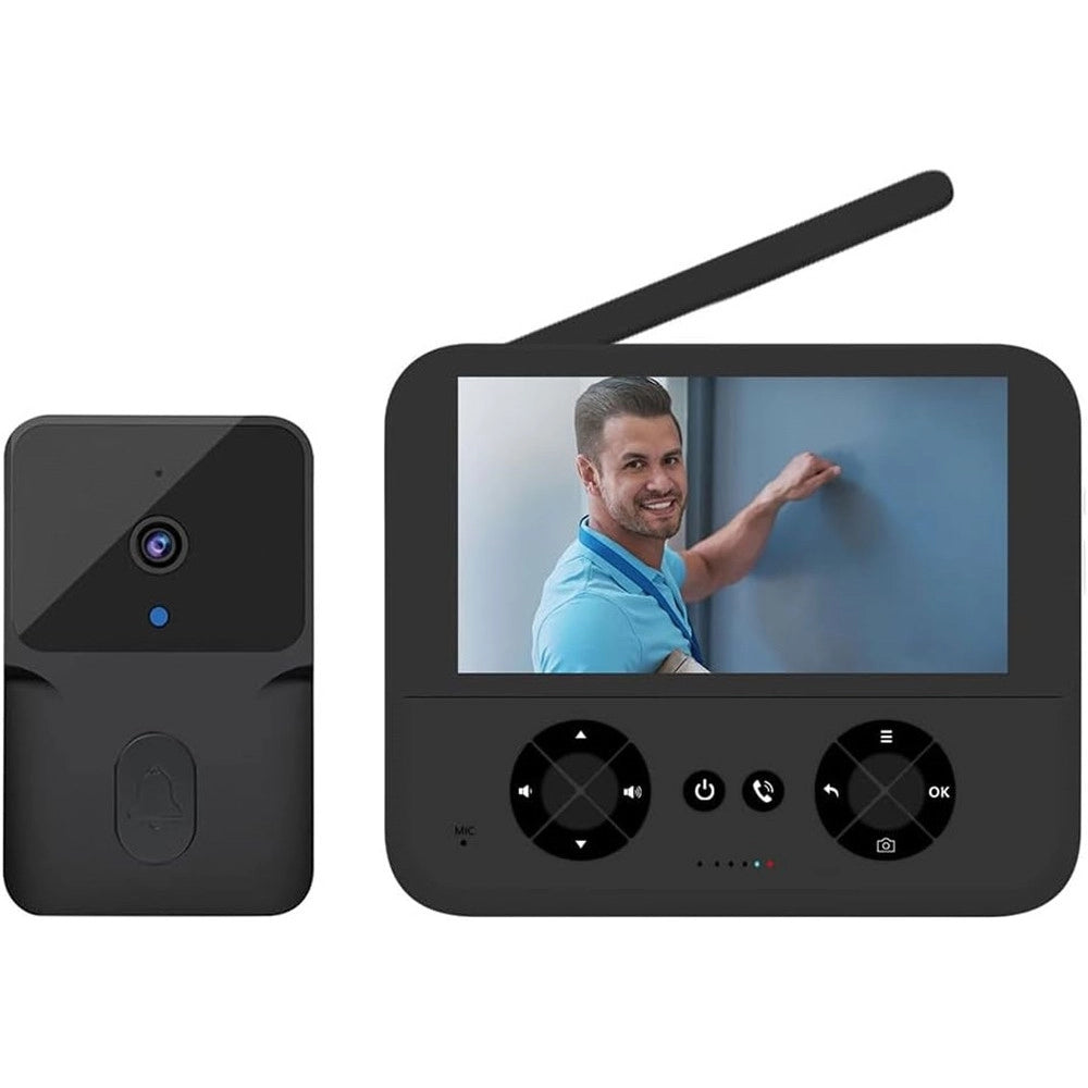 Trade Shop - Videocitofono Wireless Telecamera Schermo Ips 4,3" Visione Notturna Audio Bidirezionale -