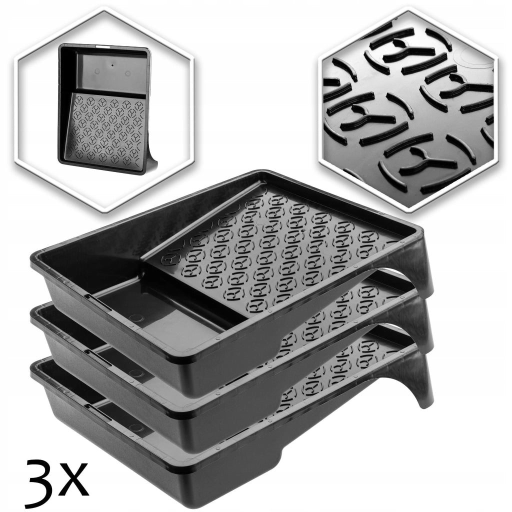 Vassoio grande per pittura KADAX 255x330 mm per set di rulli per pittura, nero, 3 pezzi