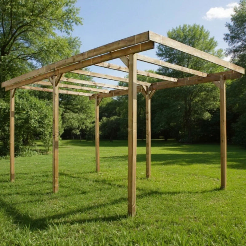 CARPORT IN LEGNO - DELAHAYE 15 mÂ² - SENZA TETTO
