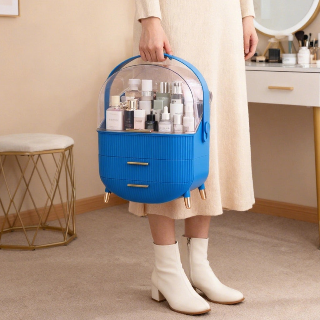 ZMH Porta trucchi da scrivania con più cassetti contenitore per cosmetici blu scuro 26 x 16 x 33 cm