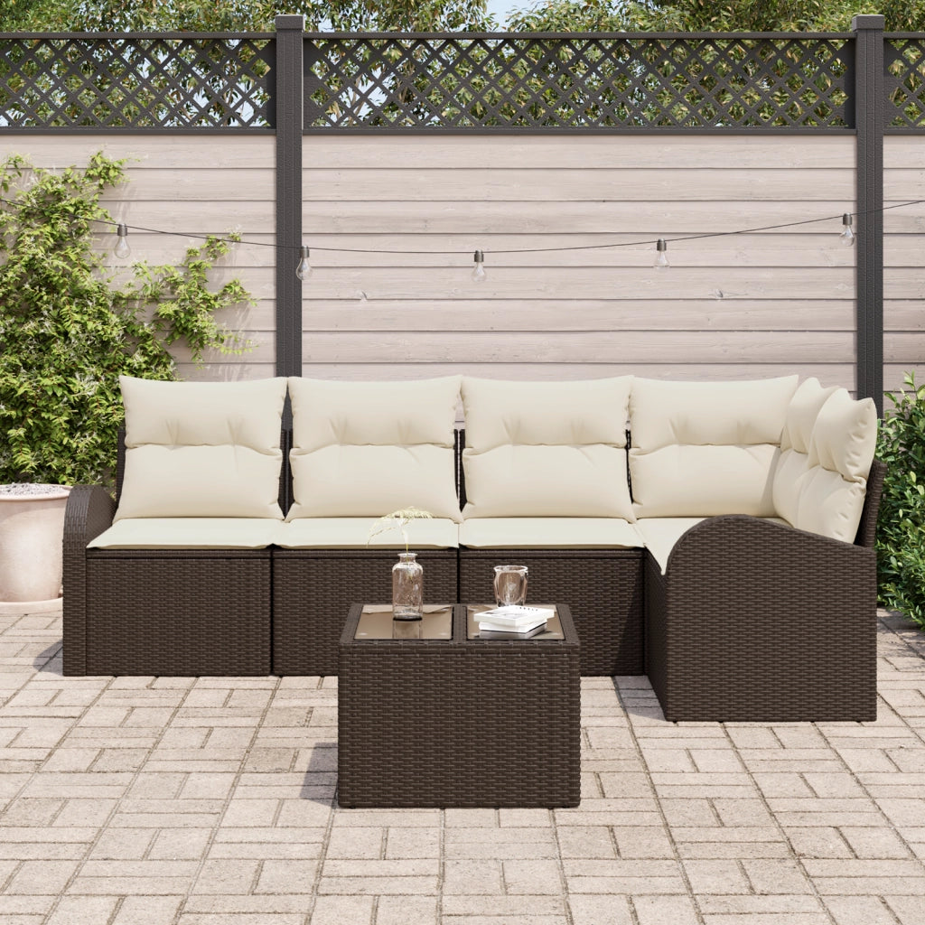 Set Divano da Giardino 5 Pezzi con Cuscini Grigio Polyrattan