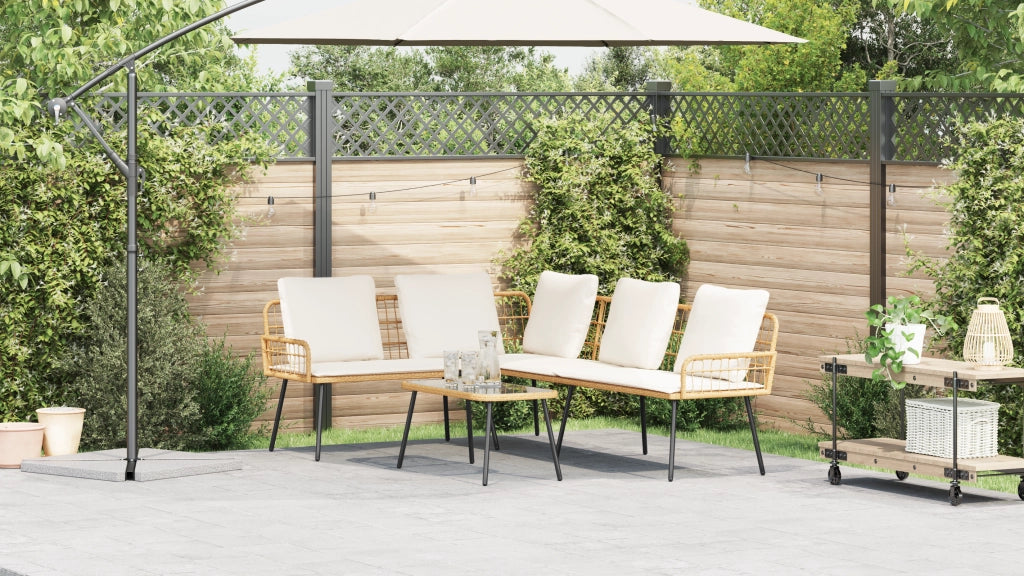 Set di Divani da Giardino a 2 Pezzi con Cuscini in Rattan Sintetico Naturale