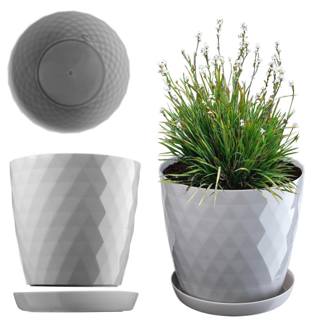 Vaso da fiori in plastica KADAX con supporto, coprivaso, 30 cm, grigio, Kadax