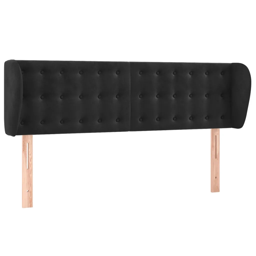 Testiera ad Orecchio Nera 147x23x78/88 cm in Velluto cod mxl 67281