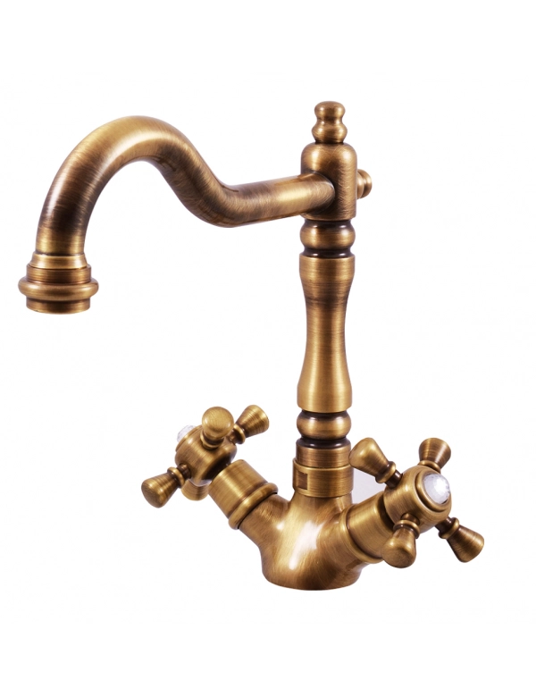 CLASSIC Miscelatore per lavabo retrò in cristallo con pop-up