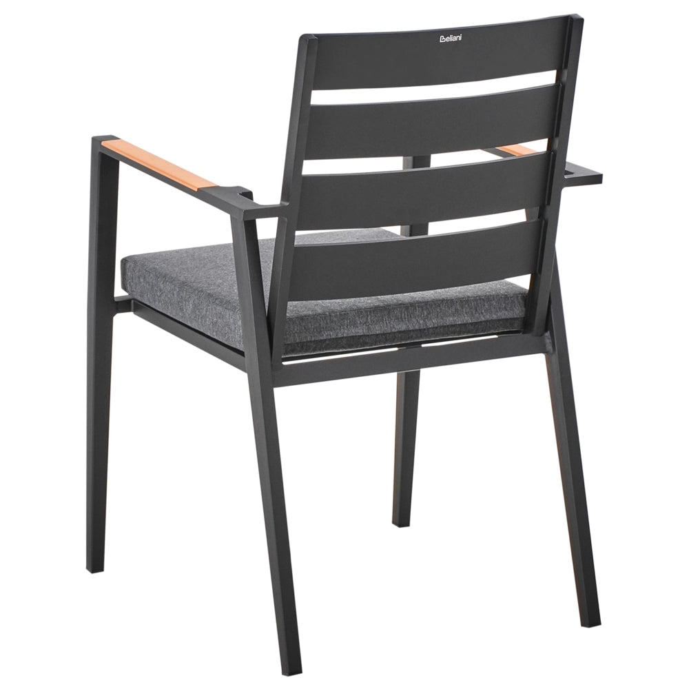 Set da pranzo da giardino a 4 posti con tavolo in alluminio e piano grigio con sedie con cuscini giardino terrazzo elegante