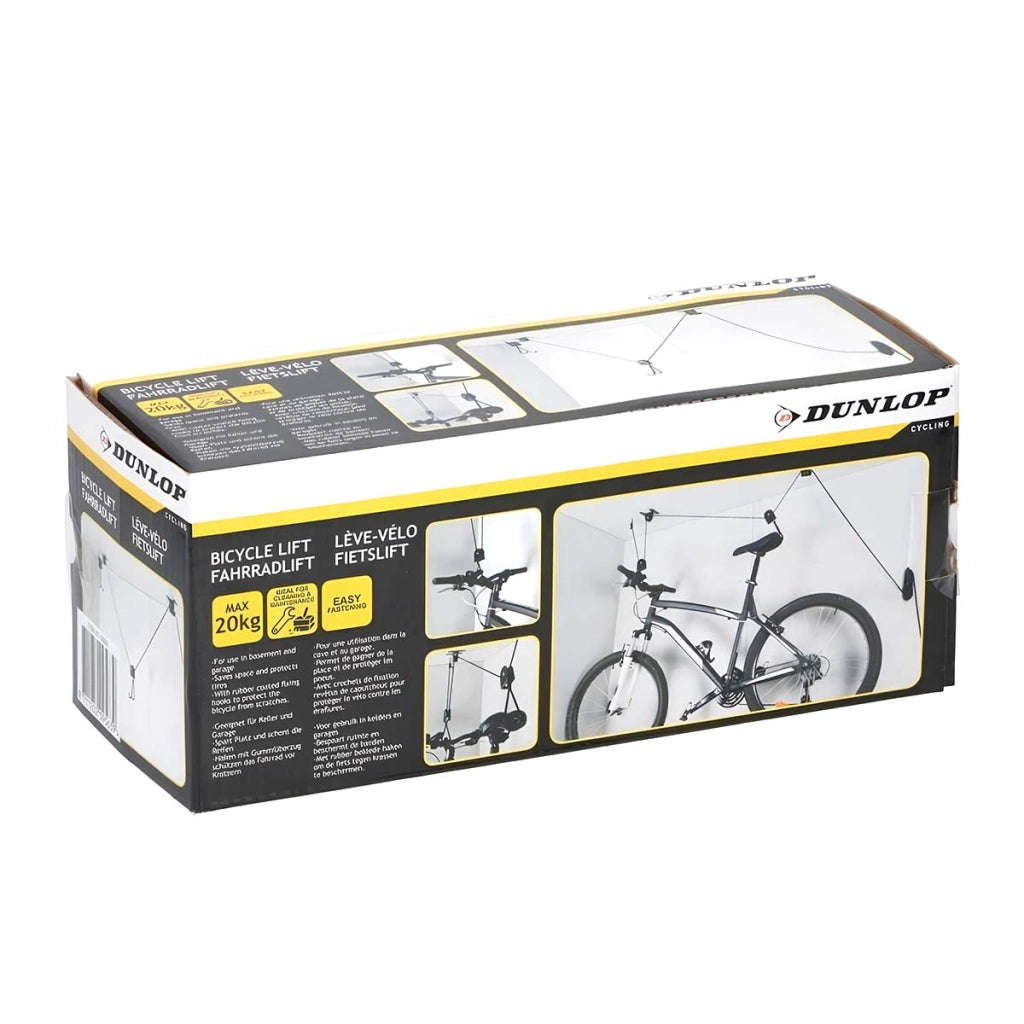Sollevatore per biciclette con fissaggio a soffitto, carico massimo 20 kg, kit completo Nero Dunlop