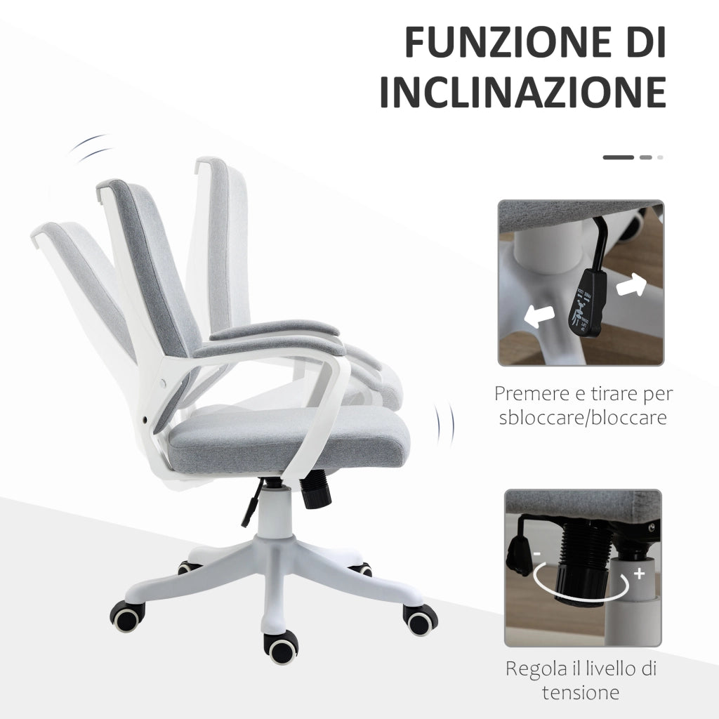 Sedia da ufficio imbottita girevole ¨C Zephmum ¨C Grigio, tessuto, altezza regolabile