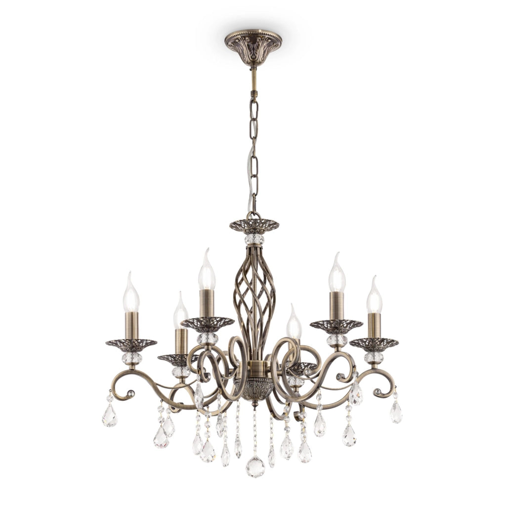 Maytoni Lampadario Classico Grace 6 luci E14 ottone metallo cristallo