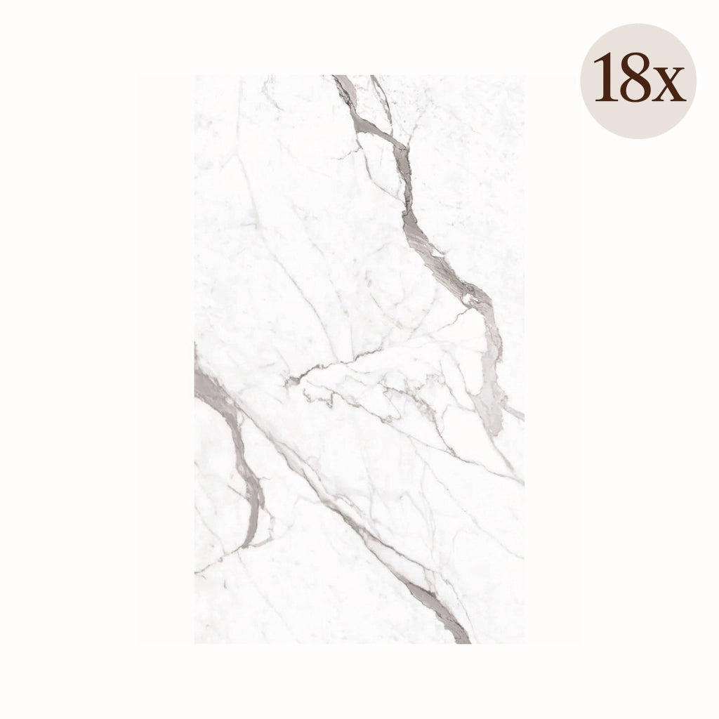 Toceno, Pannello Decorativo set da 18, Facile da Tagliare, Facile da Installare, 60x0.3 cm Bianco Marmo
