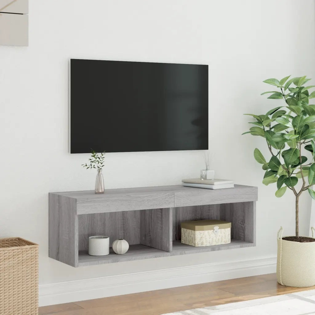 Mobile Porta TV con Luci LED-Mobile per TV-Credenza TV Grigio Sonoma 100x30x30 cm