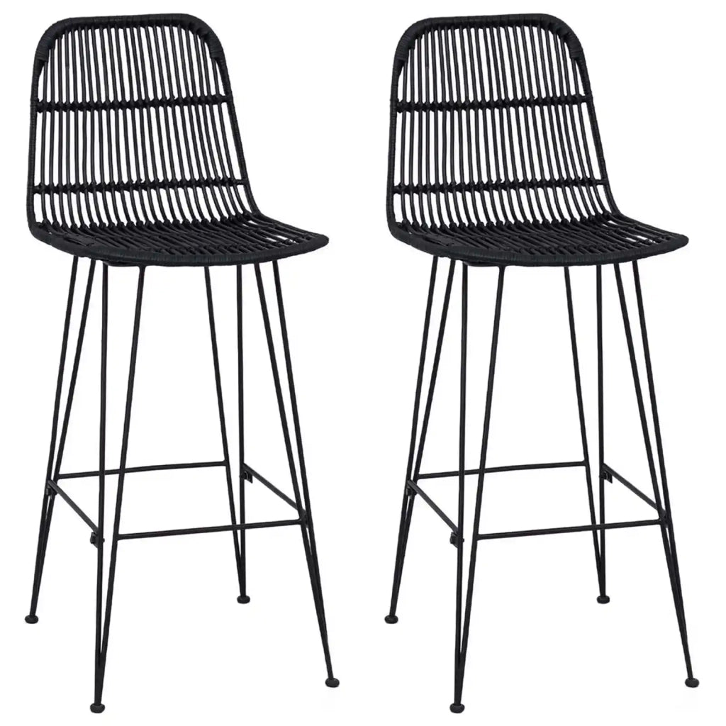 Sgabello da bar 2 pcs Nero 44 x 55 x 109 cm Rattan e acciaio
