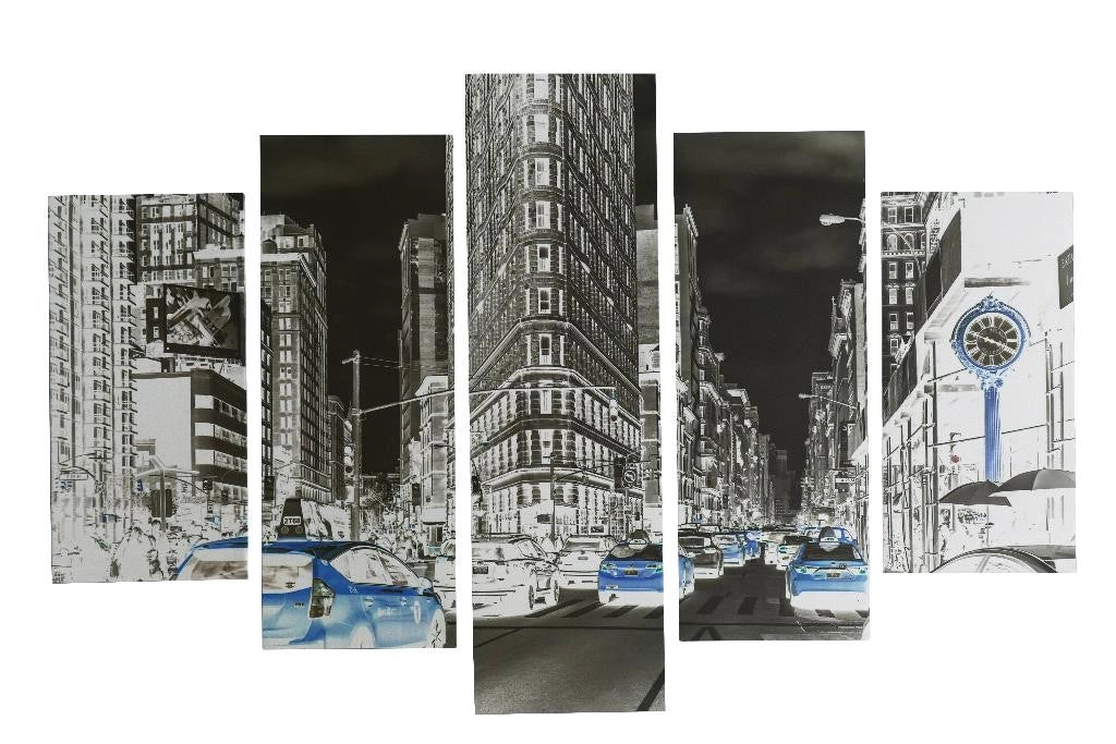 Set 5 Pezzi Quadri da Parete su Tela Manhattan 100 x 150 cm