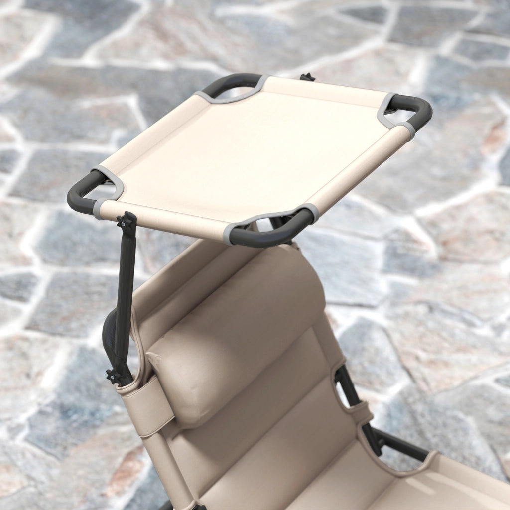 2 Lettini da Sole Pieghevoli con Schienale e Parasole Regolabile ¨C zephmum ¨C Kaki