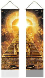 Set di tappeti da parete da 2 - Antico Egitto/Piramide - Mitologia - Finestra/Divano - Decorazione da parete - 30 x 130 cm - Tappeto da parete