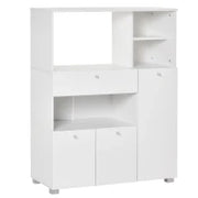 Mobile Cucina per Microonde con Armadietti, Mensole e Cassetto, Credenza Moderna in Legno 90x40x120cm Bianco
