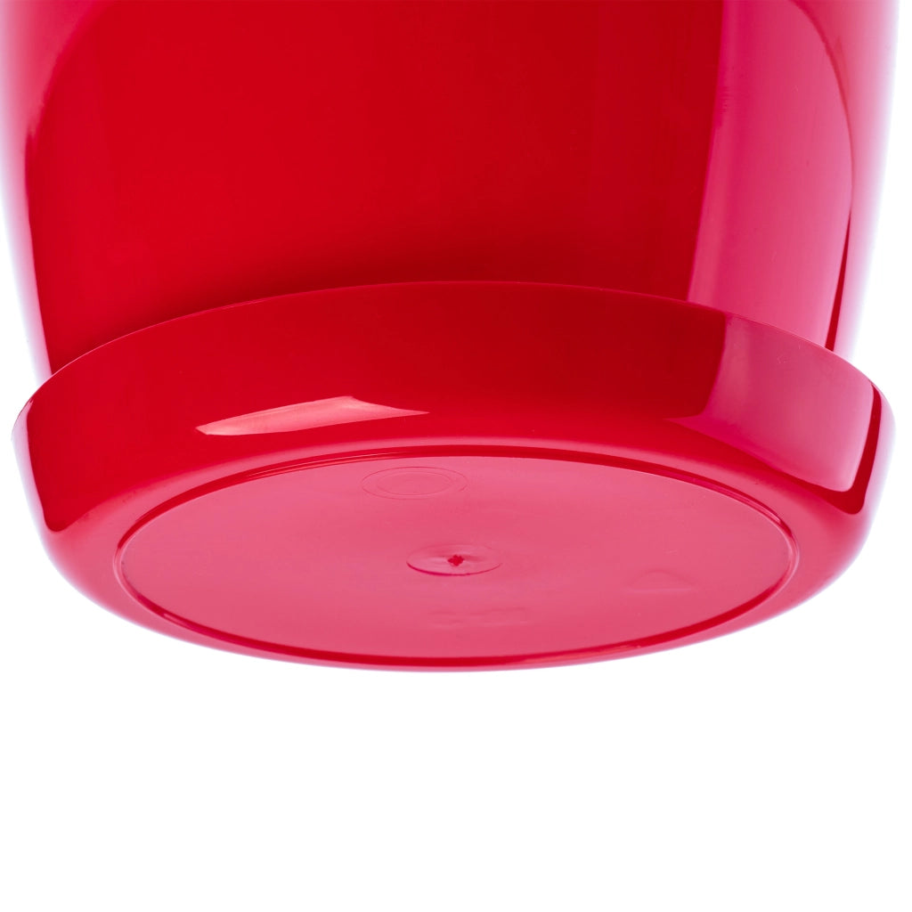 Vaso da fiori KADAX con sottovaso e coperchio in plastica, 28 cm, fiori rossi Kadax