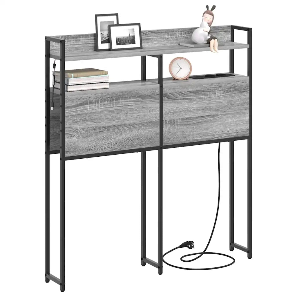 Testiera con lo scaffale-Testata contenitore Grigio sonoma 80 cm Legno multistrato