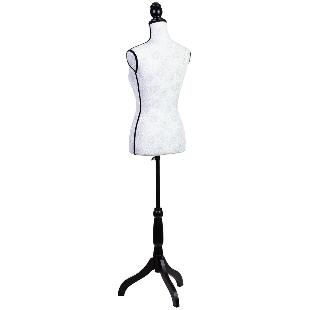 Manichino in legno, gommapiuma e in tessuto bianco 24x37,5x168h cm