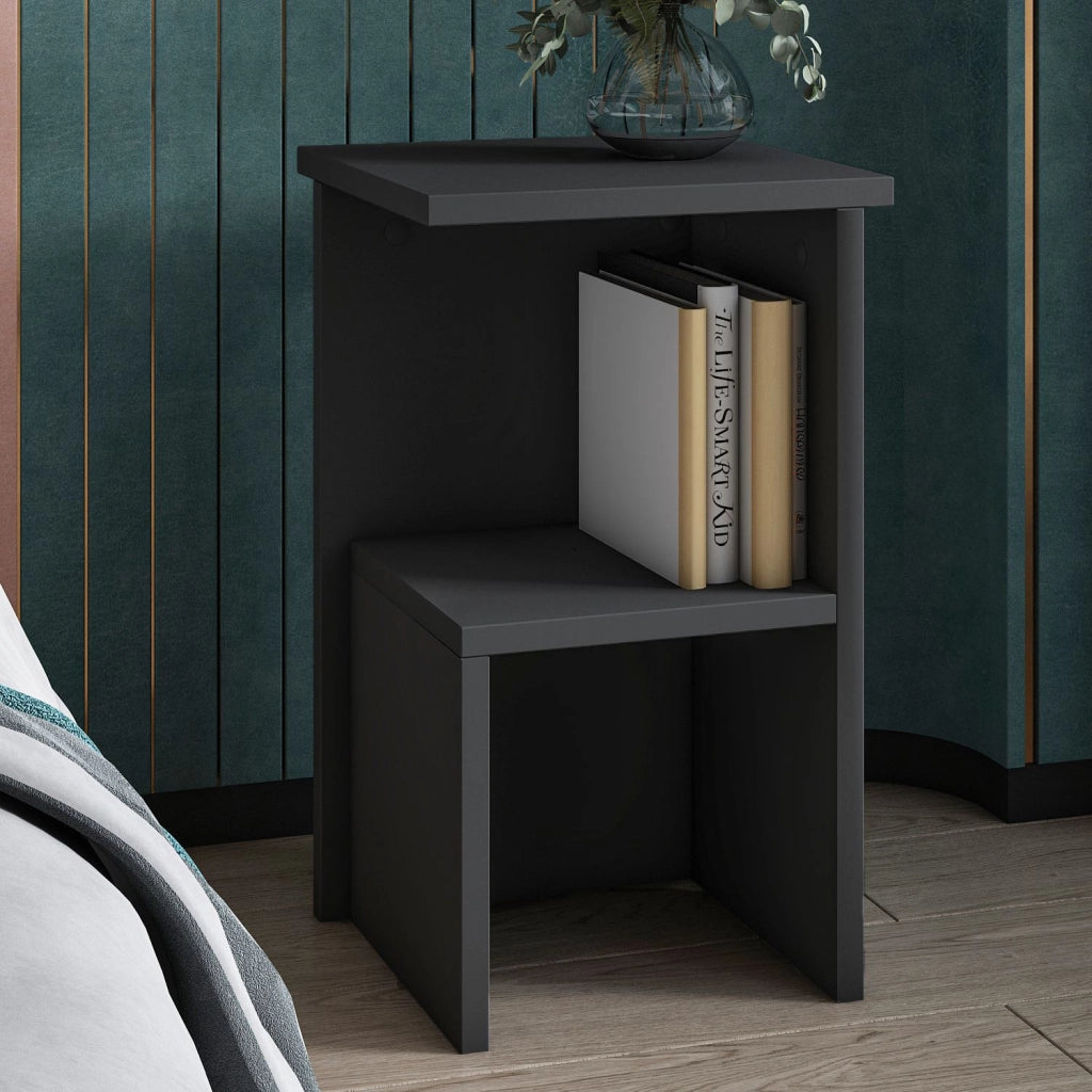 Comodino in legno "Roisin" - 30 x 30 x 50 cm - Grigio antracite