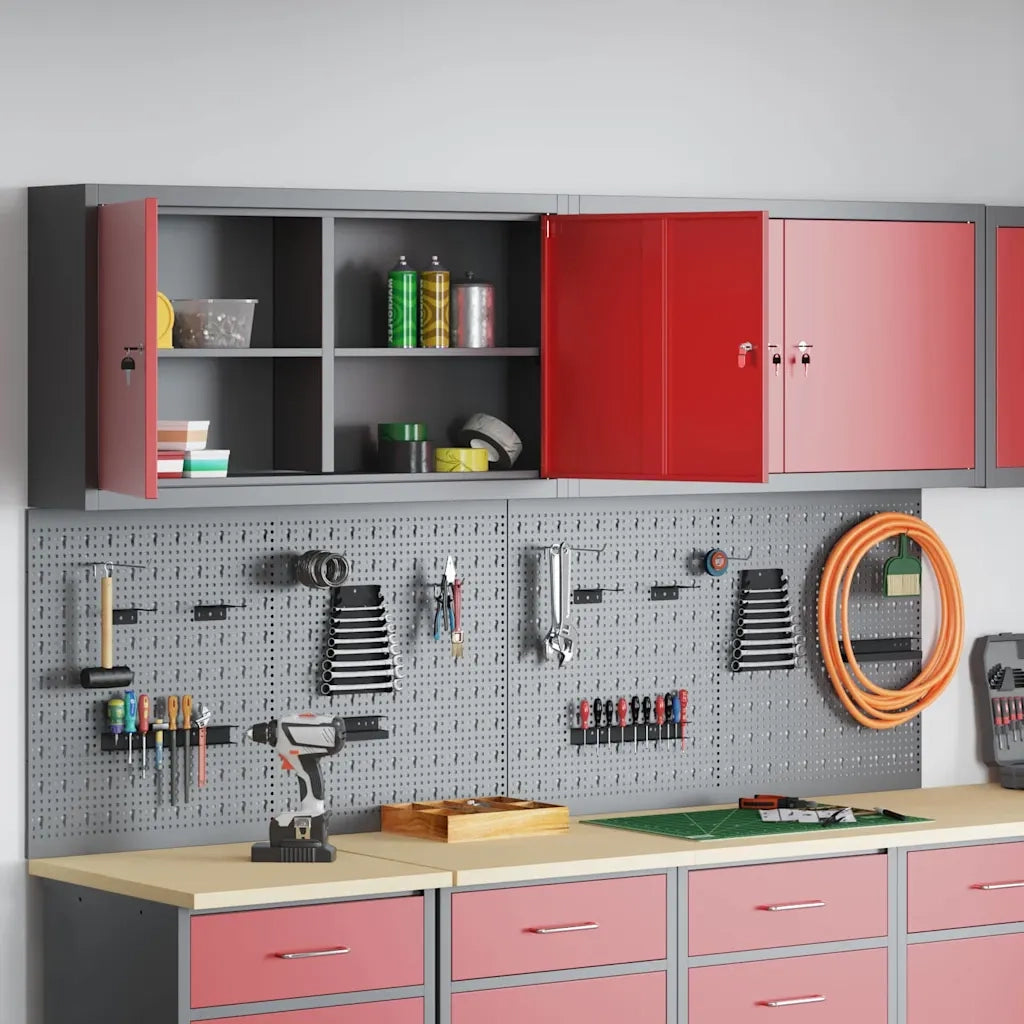 Set di armadi per attrezzi con lo scaffale 6 pcs Rosso 3321403