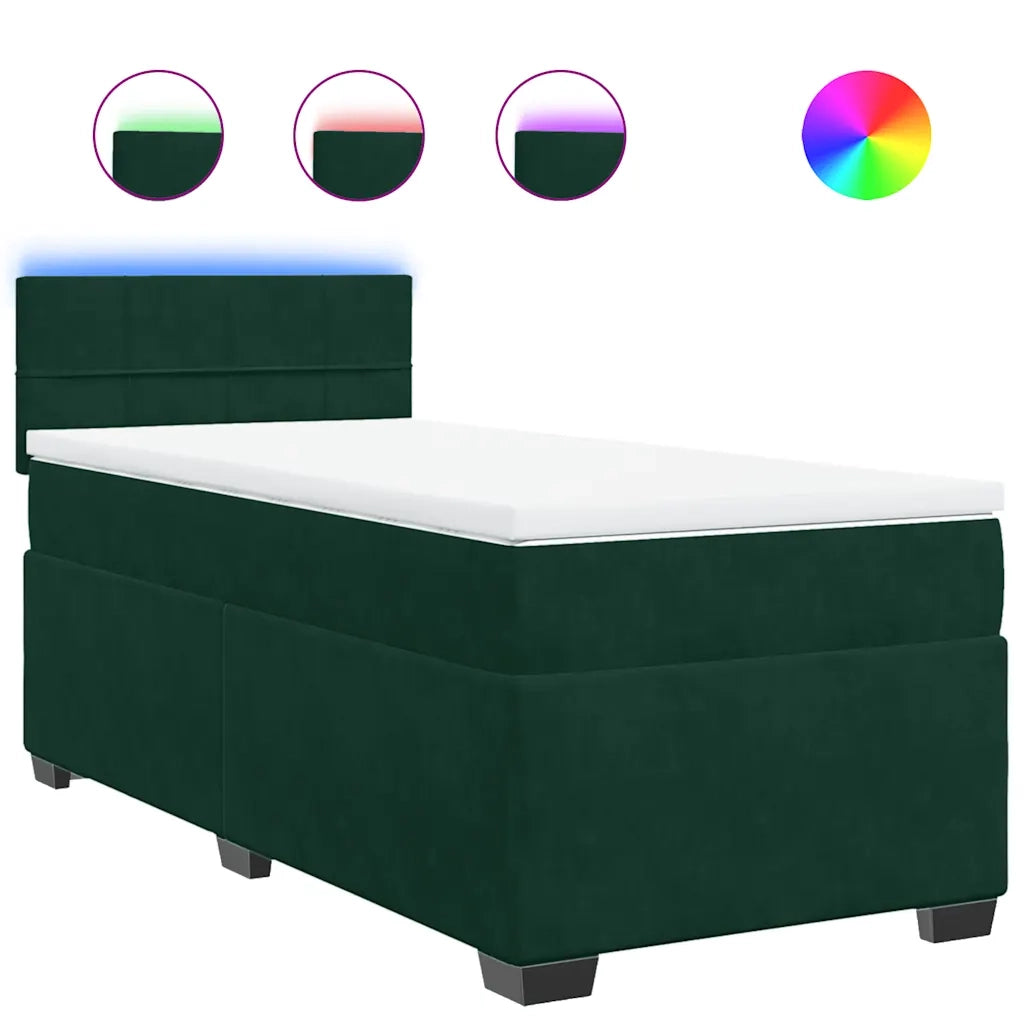 Giroletto a Molle con Materasso Verde Scuro 90x190 cm Velluto
