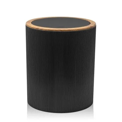 Pattumiera 5lt Nero coperchio basculante dettagli effetto legno Blob