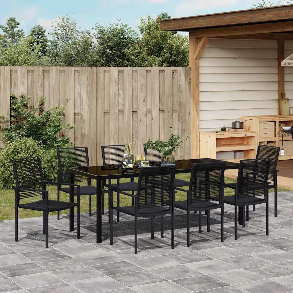 Set da Pranzo per Giardino 9 pcs Nero 3379169
