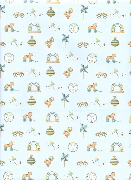 Pacchetto regalo 3 fogli dimensioni 90 x 65 cm avvolto FSC senza plastica motivi nascita bambino (18-9234)