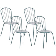 Set di sedie da pranzo da giardino azzurro alto metallo 4 persone