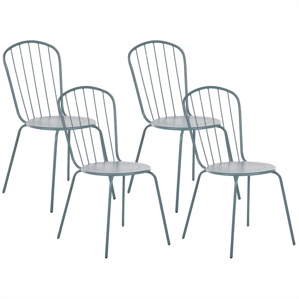 Set di sedie da pranzo da giardino azzurro alto metallo 4 persone