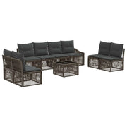 Set Divano da Giardino 9 pcs Grigio polyrattan