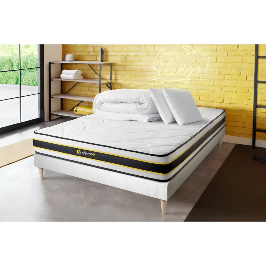 Pacchetto letto completo - Materasso 200x200cm + Box spring con doghe (kit) + 2 cuscini + Piumone - Flexy