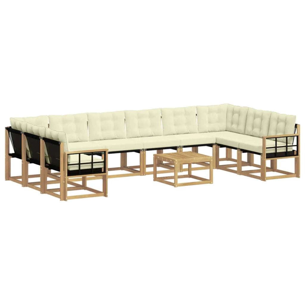 Set di divani da esterno con cuscino 11 pcs Bianco e Crema 3389936