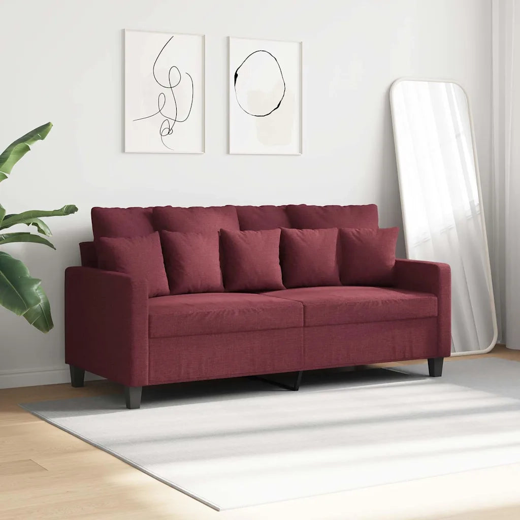 Divano a 2 Posti Rosso Vino 140 cm in Tessuto 359273
