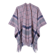 Nuova sciarpa/scialle a quadri, in cashmere double-face, con apertura a met¨¤.