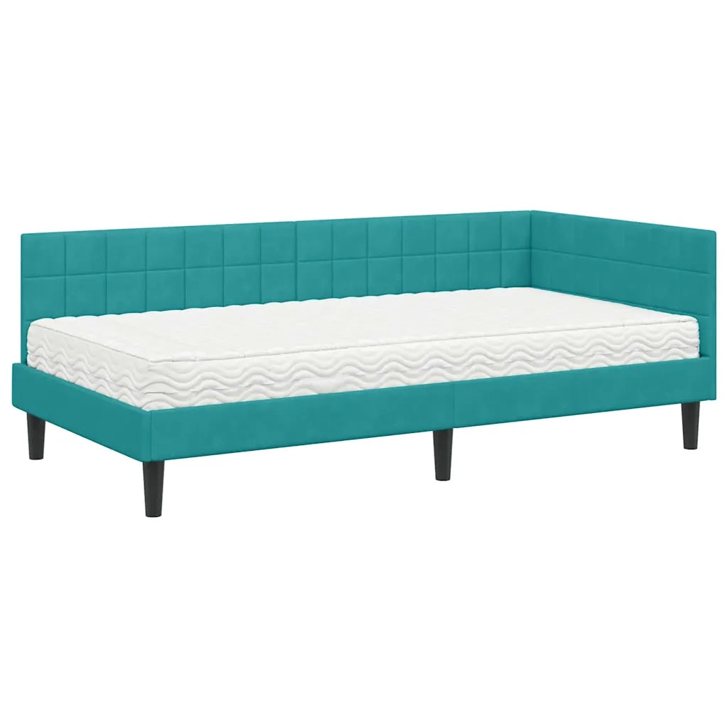 Struttura Letto Angolare con Materasso 2 pcs Turchese Velluto