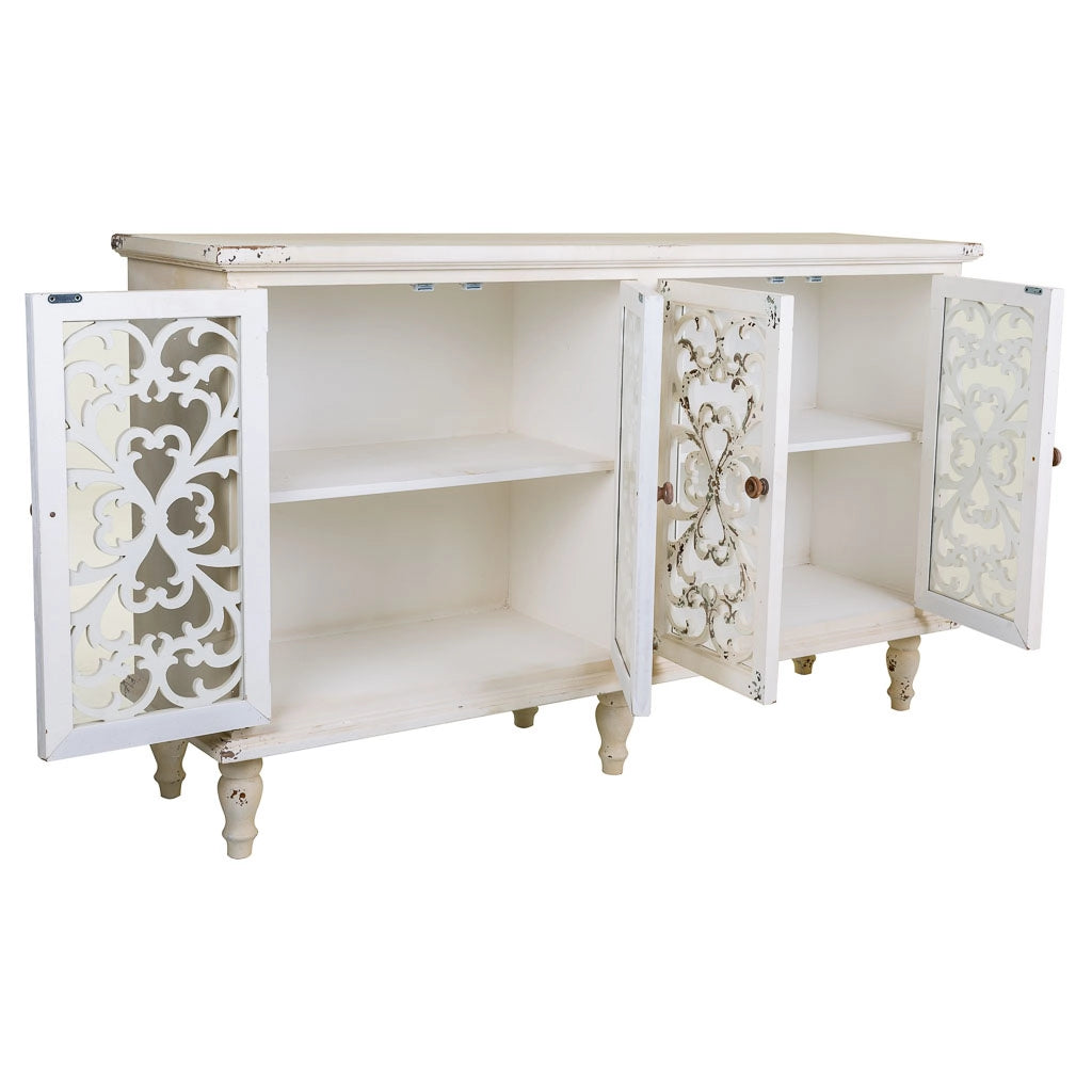 Credenza in legno con 4 porte 152x40x91h cm