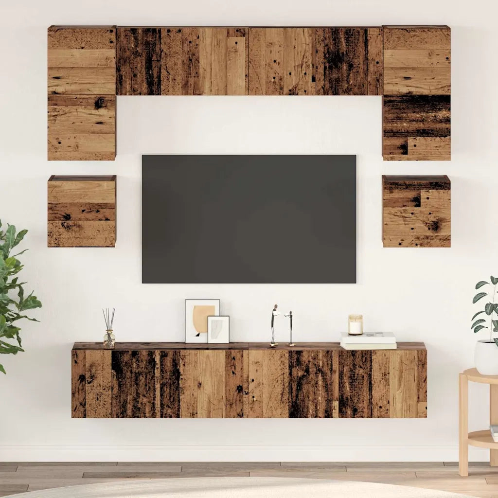 vidaXL Set mobile TV 8 pcs Legno vecchio 80 x 30 x 30 cm