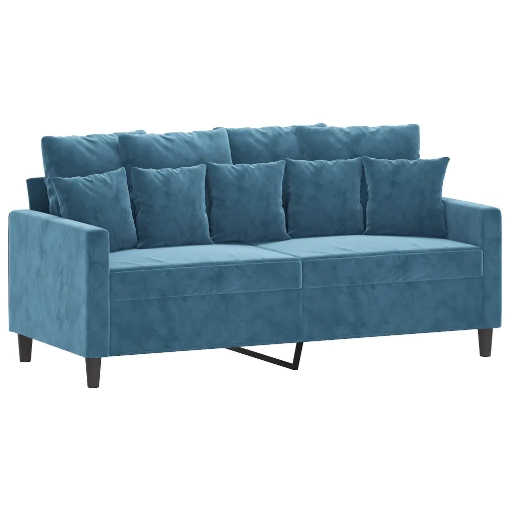 Set di Divani 3 pz con Cuscini Blu in Velluto