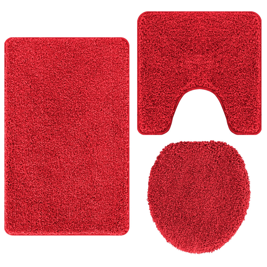Set di tappetini da bagno 3 pezzi rossi in polipropilene antiscivolo