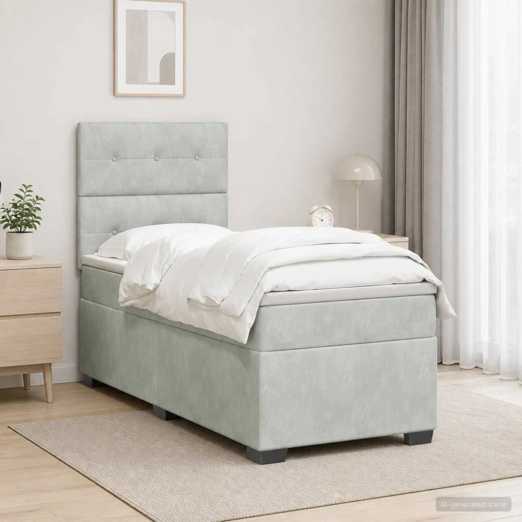 Letto box spring con materasso Grigio Chiaro 80 x 200 cm 3454994