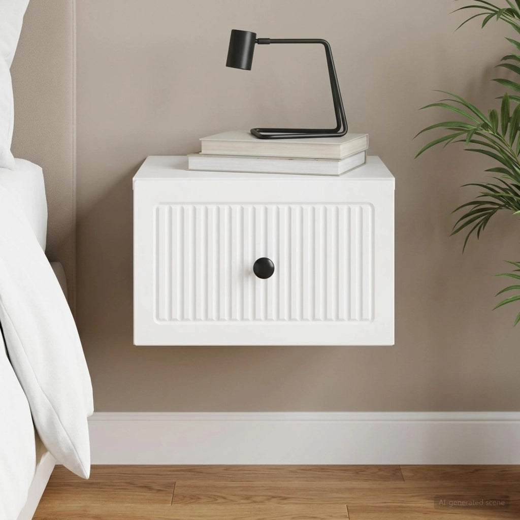 Mobiletto da notte a muro con cassetto Bianco 33 x 34,5 x 20 cm 897915